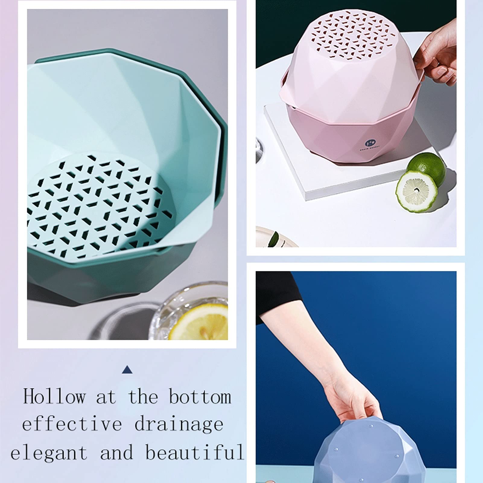 Colador, colador colador, colador cesta colador, colador fregadero colador cesta de drenaje 2 en 1 colador/cuenco de filtro desmontable 4L cocina cesta de drenaje de plástico cesta de arroz doméstica