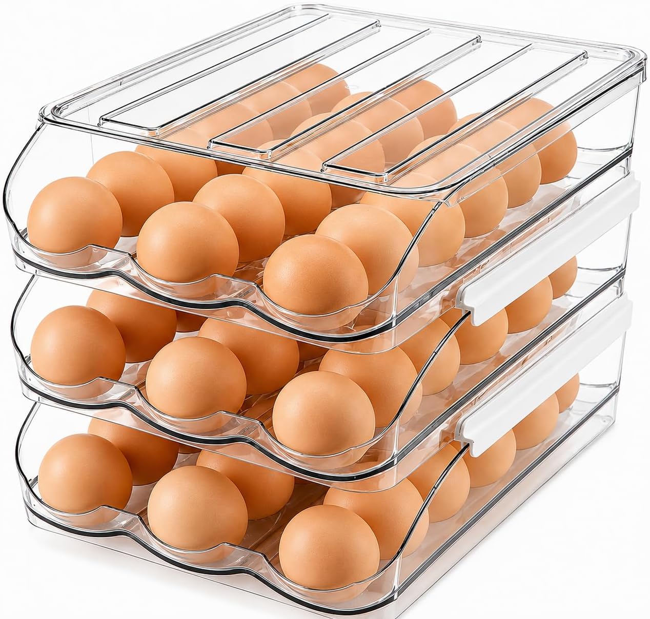 54 Egg Dispenser For Refrigerator, Egg Organizer For Refrigerator, Automatic Rolling Egg Holder For Fridge.