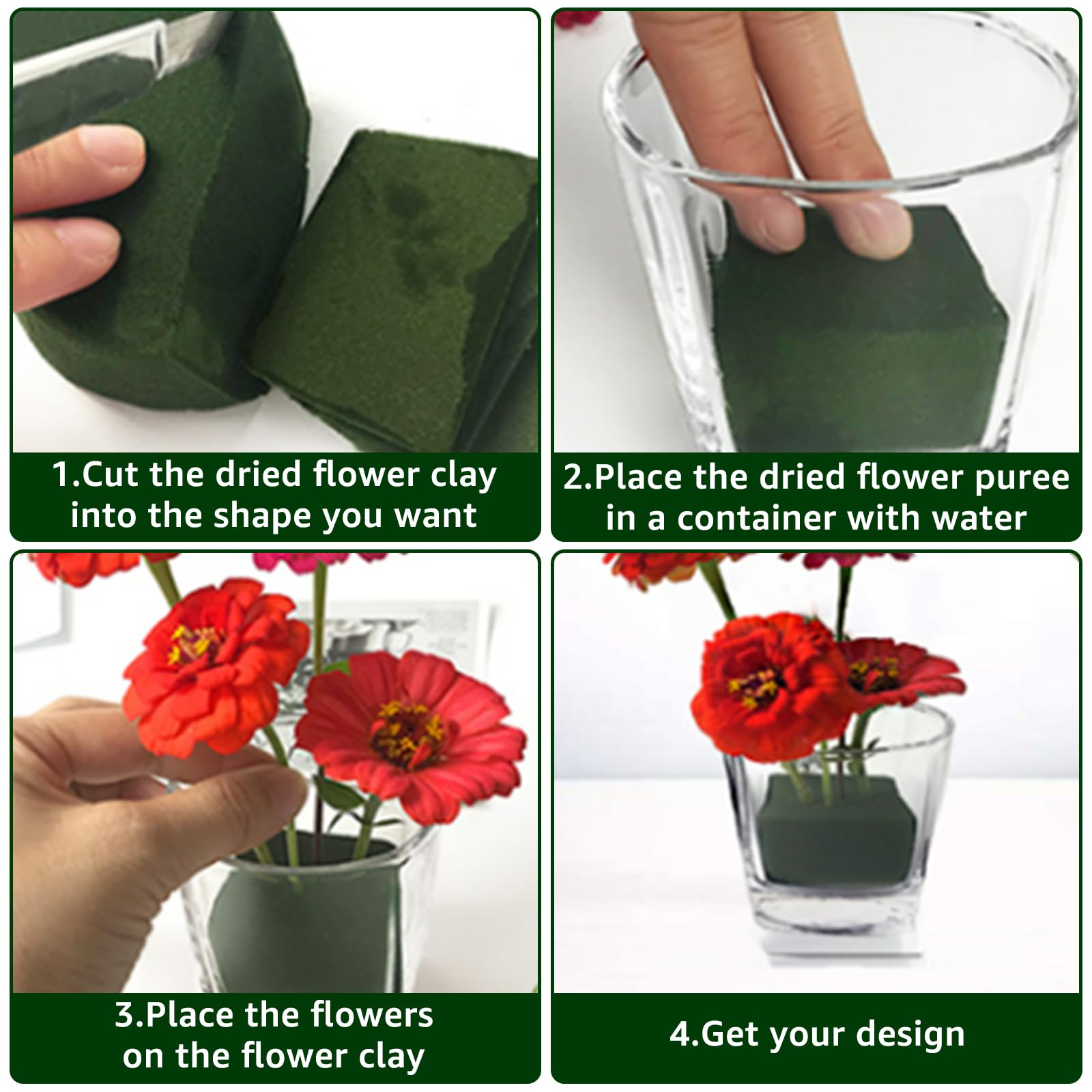 Lot 24 Mousse Florale Verte 8x4cm - Bloc Mousse Pour Fleurs Fraîches Et Artificielles