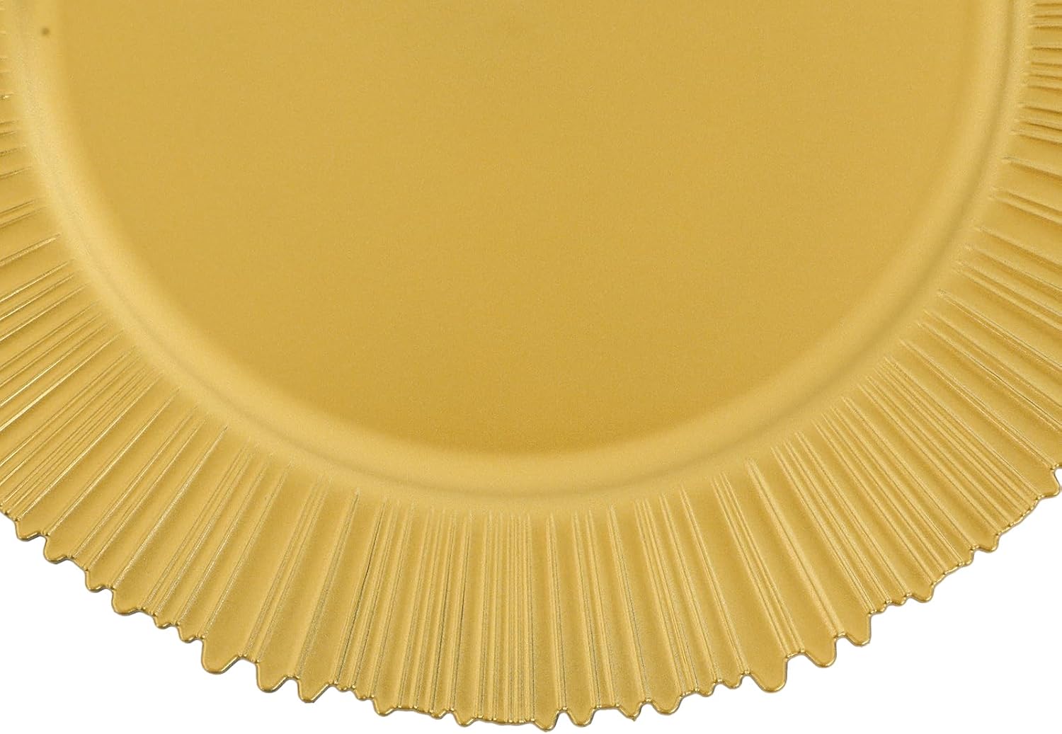 DHBREK 100 Pcs Charger Plates Bulk, 13 Inch Round Plastic Charger Plates Set, Embossed Rim Table Chargers Stackable for Party Wedding Banquet Holiday Event Decor Restaurant Hotel, Gold