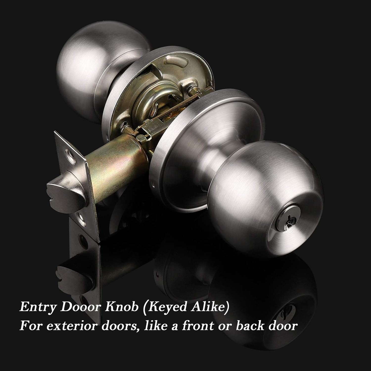 One-Day Sale: Up to 50% Off (10 Pack) Probrico Satin Nickel Round Entry Door Knobs Keyed Alike, Exterior/Interior Door Handles Bedroom Bathroom/Front/Offic Doors, Door Lock with Locks and 3 Combo Keys Lock Security