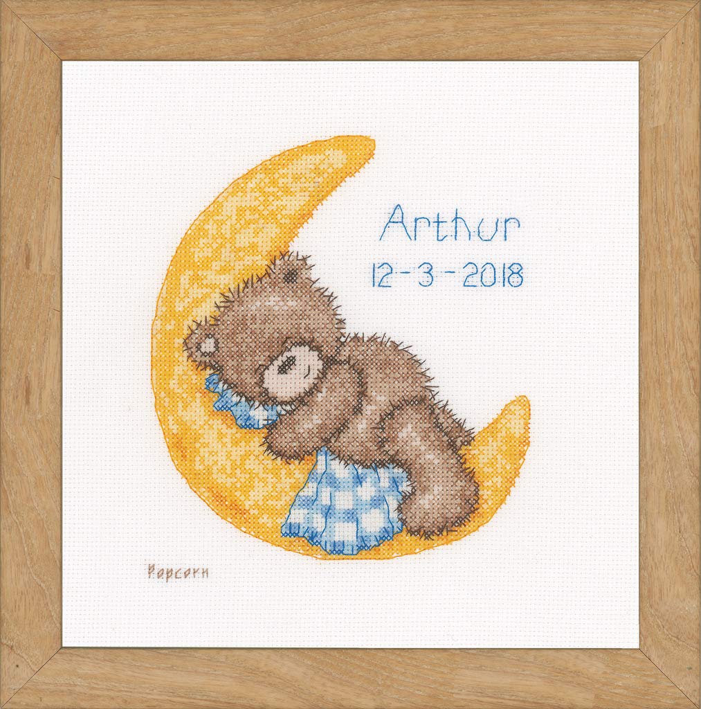 Vervaco Counted Cross Stitch Kit Popcorn Bear Sleeping Aida, Assorted