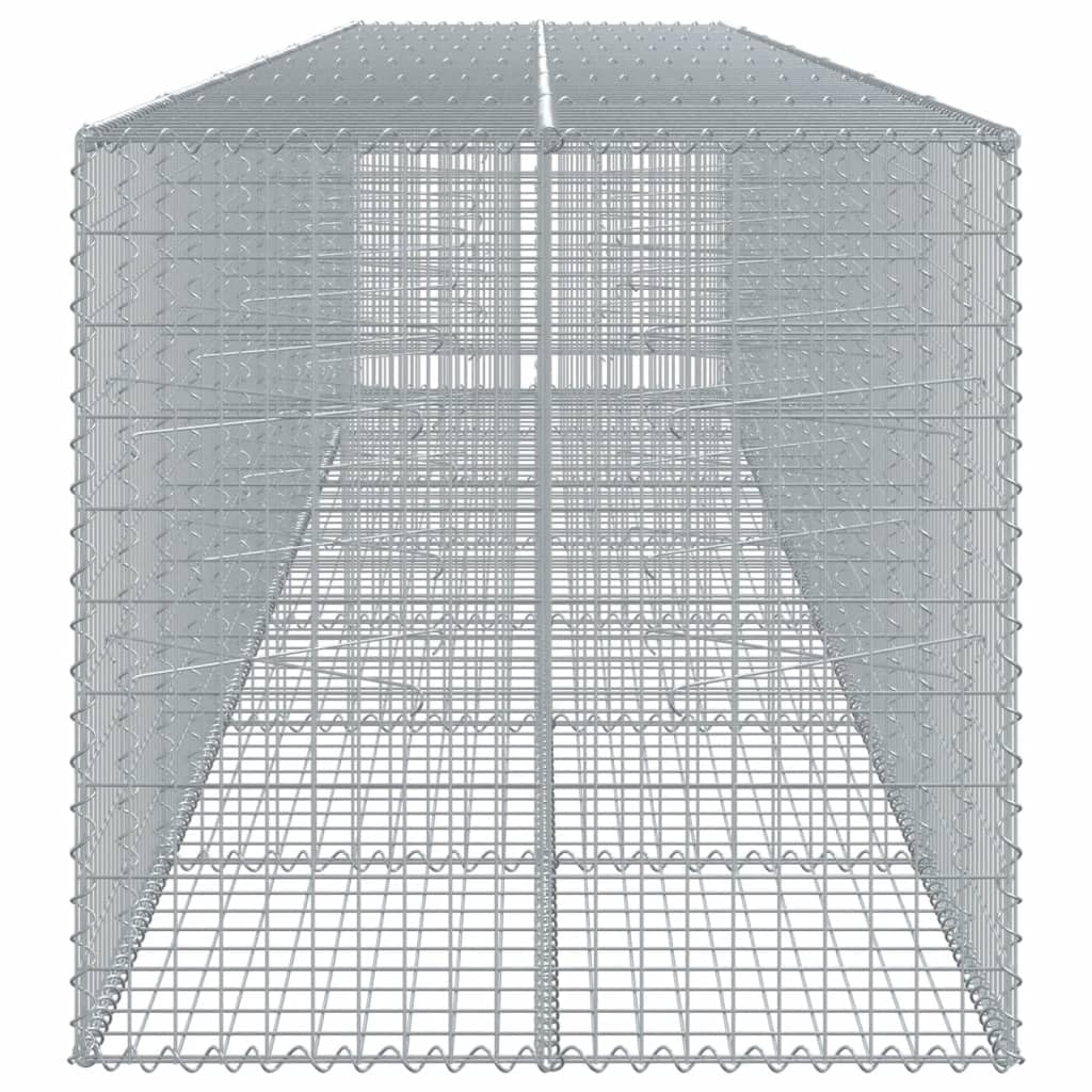 Kosz gabionowy z pokrywką 700x100x100 cm ocynkowane żelazo | Montaż bez użycia narzędzi, w zestawie haki dystansowe, odporne na rdzę, do ściany oporowej lub dekoracji zewnętrznej