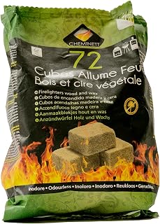 pyro feu PYROFEU 15752-12 Cubos de Encendido Ecológicos para chimeneas y Estufas Cheminett Saco 72 Unidades, Marrón
