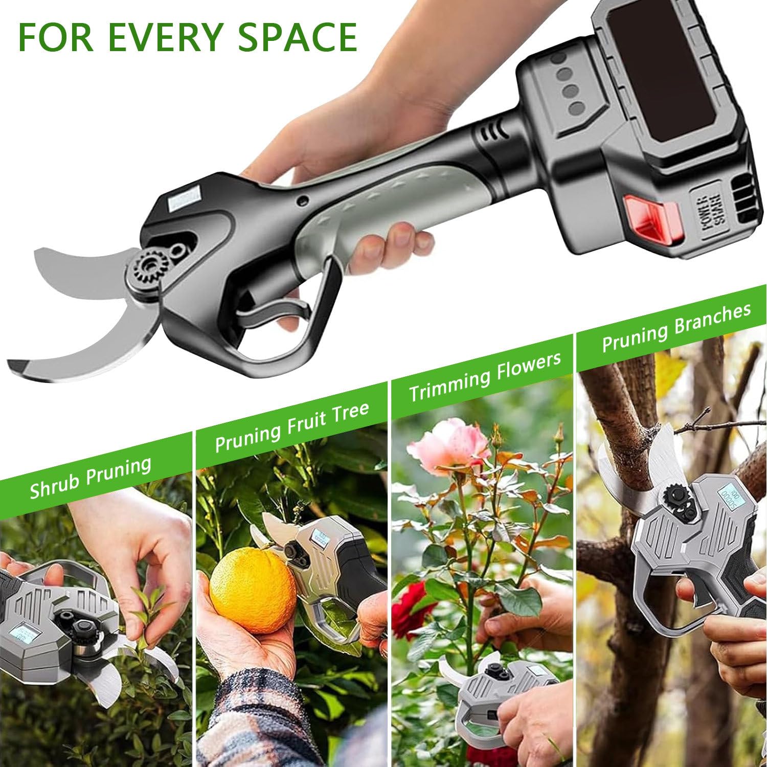 Tijeras De Podar Eléctricas, Tijeras De Podar Telescópicas Inalámbricas De 2.1M, Tijeras De Podar Con 2×4.5Ah Batería, Diámetro De Corte De 50mm, Tijeras De Ramas Para Jardinería