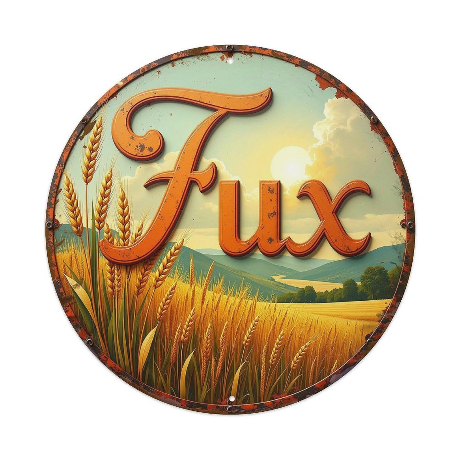 Rustic Wheat Field Landscape Sign Round Tin Sign Vintage Metal Sign Home Bar Garden Indoor & Outdoor Wall Decor Retro Metal Poster 8x8 Inch