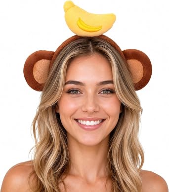Unisex Monkey Ears Headband with Crown on The Top Monkey Headband Animals Costume Accessories for Women