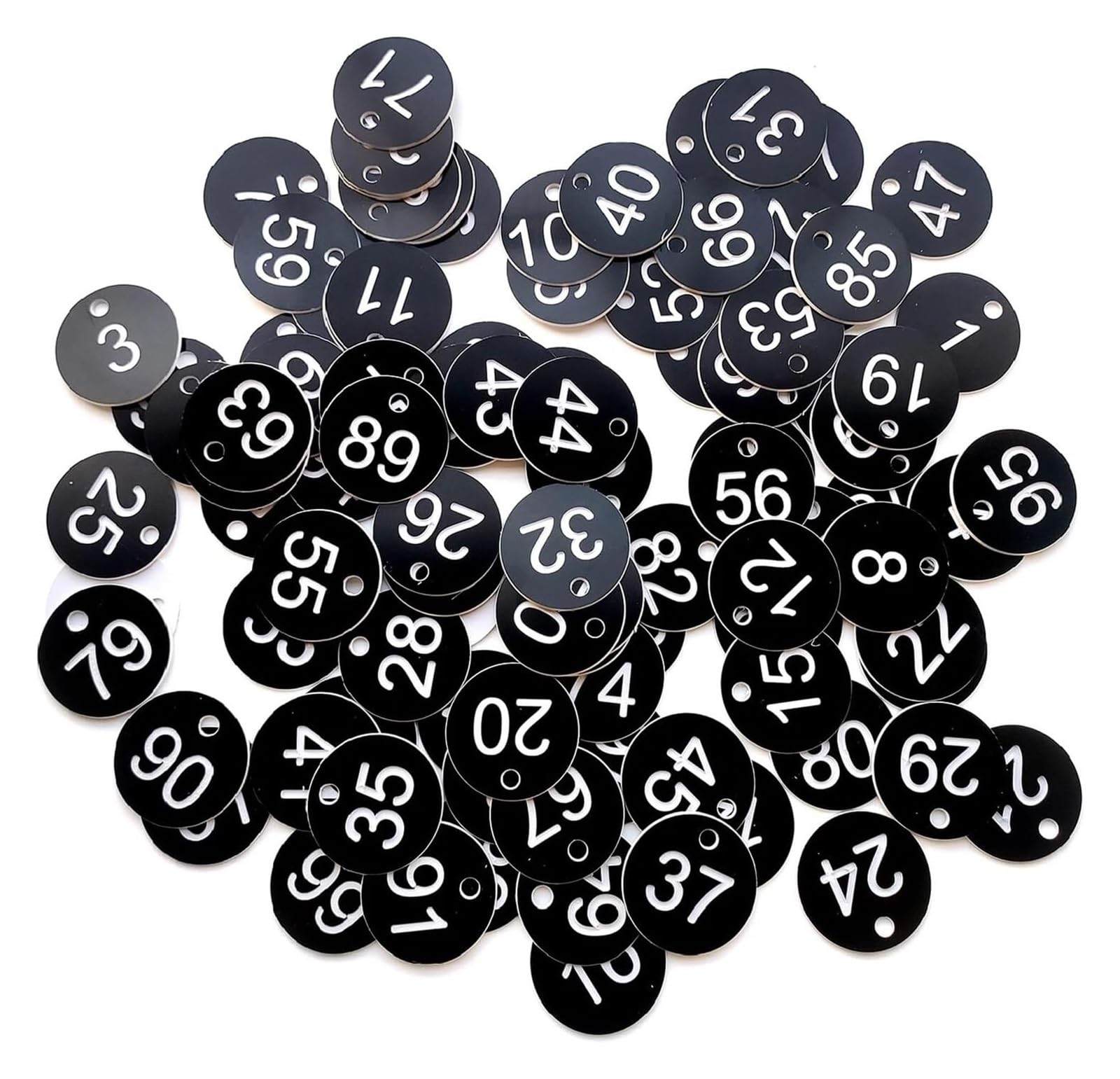 Plastikowe zawieszki z numerami, Okrągłe grawerowane identyfikatory z ABS, opakowanie 500 sztuk, sekwencyjne 1-500, 3,5 cm, wielokolorowe(1-500 Black White)