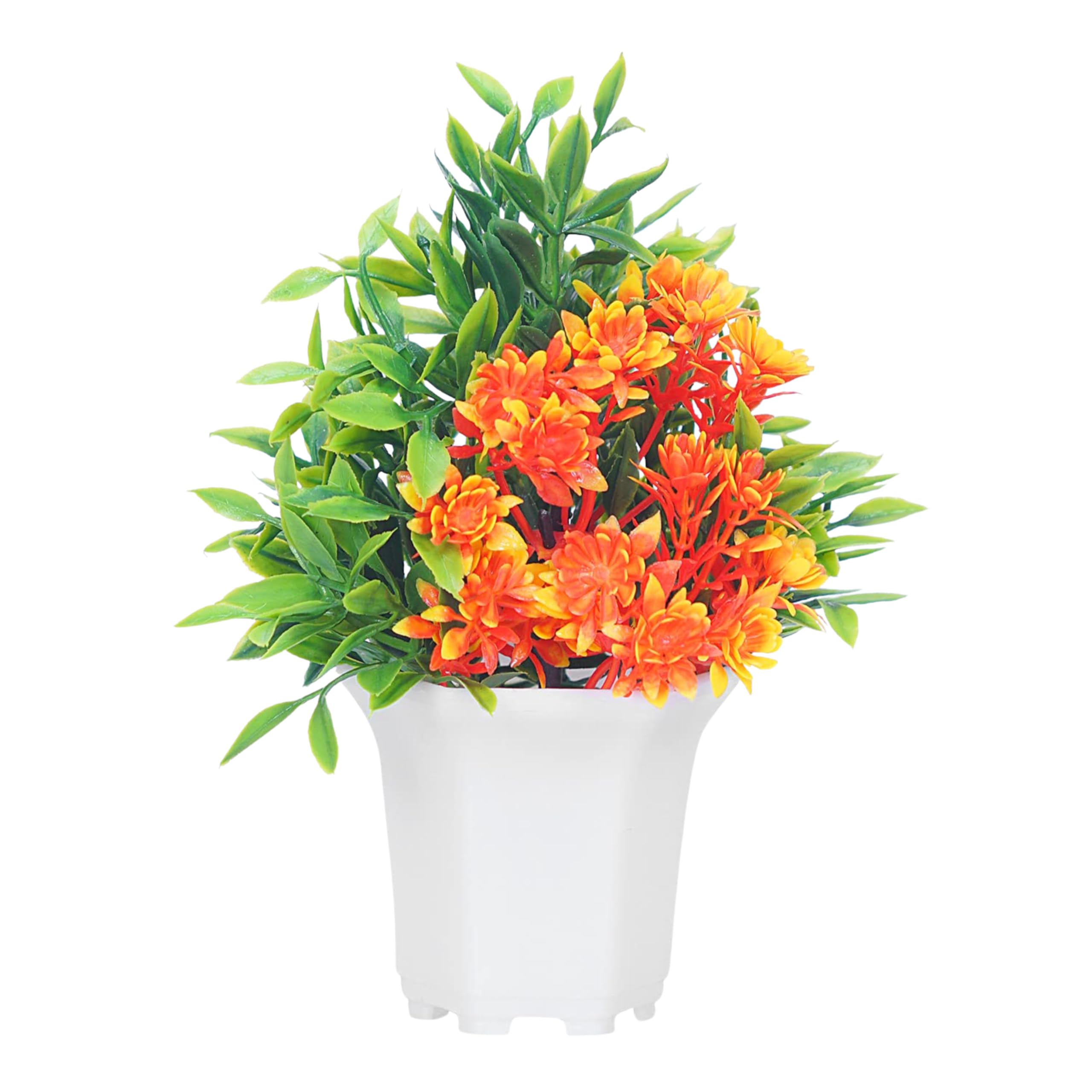 Dekorly Wild Artificial Flower Plants With Cute Hexa Pot|Faux Flower Plant For Home Office Decor|Tabletop And Desk Decoration|Artificial Flower For Balcony Indoor Decor|Pack Of 8 (Multi-J) - Plastic 2