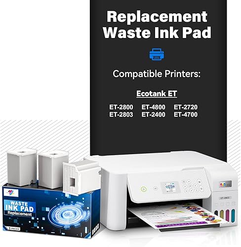 Miniatura 3 de Reemplazo de almohadilla de tinta residual con software de reinicio compatible para impresora Ecotank ET-2800 ET-4800 ET-2720 ET-2803 ET-2400