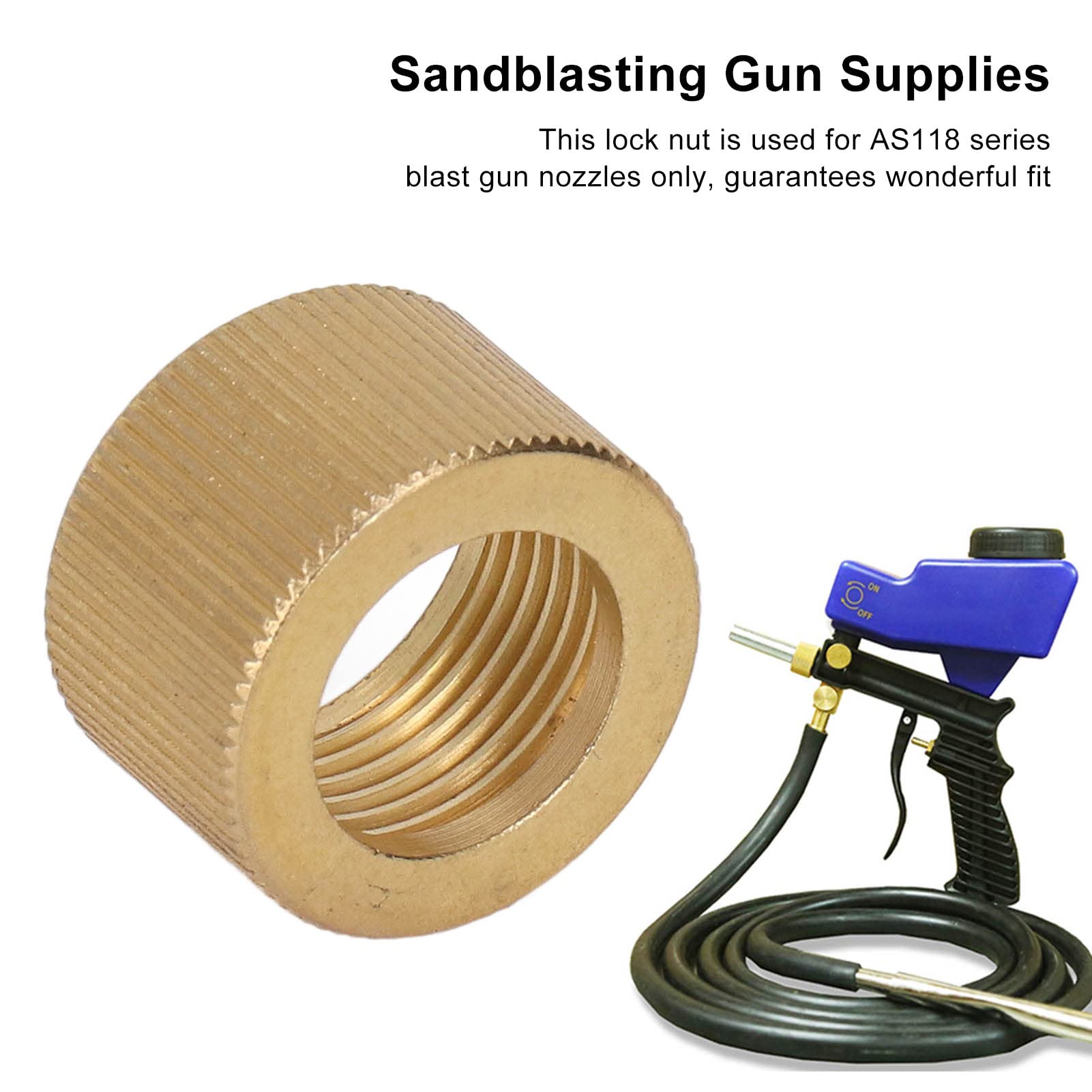 Brass Nozzle Lock Nut for AS118 Sandblaster, Durably OEM Standard Replacement Part, Compatible with AS118 Series