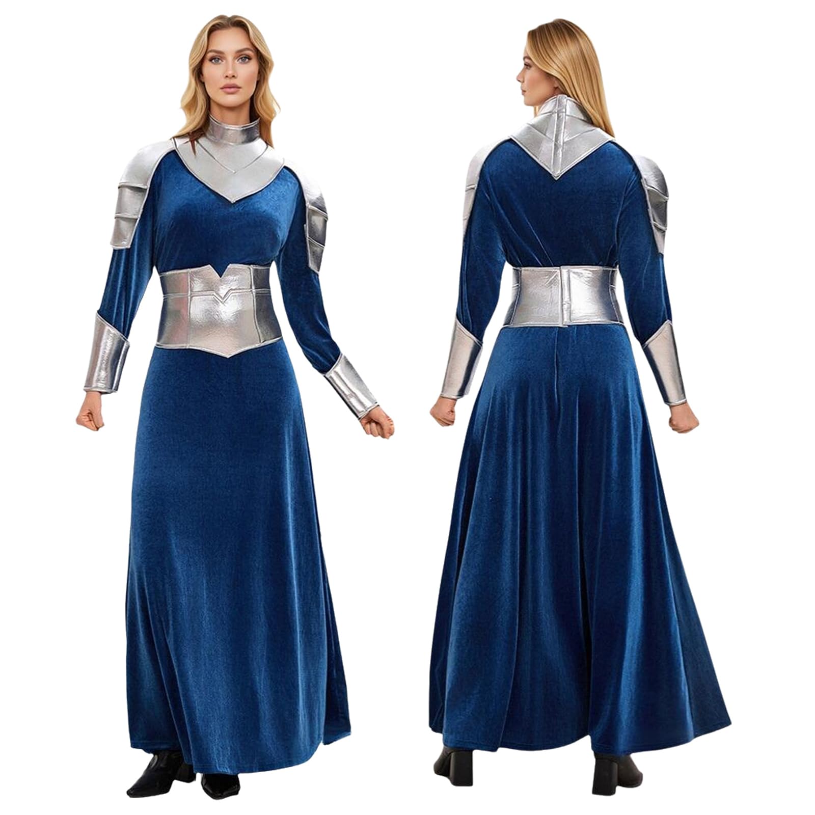 Damen Ritter Kostüm Mittelalter Kleidung Kriegerin Kleid Schulterpanzerung