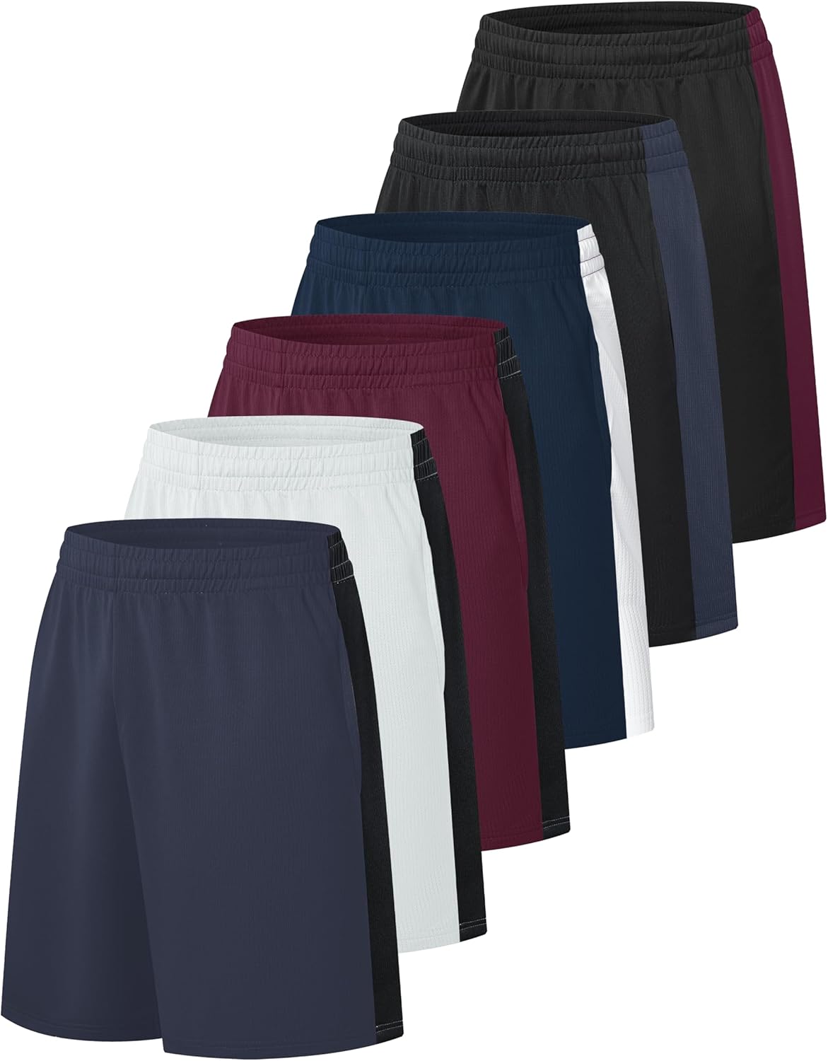 OYGSieg 6 Pack Mens Mesh Athletic Basketball Shorts Gym Shorts with Pockets, Quick Dry Workout Running Shorts Casual for Men