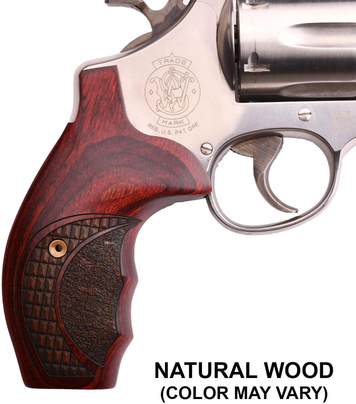 Altamont S&W N Round Combat Fingergroove Revolver Grip - Real Wood Gun Grips fit Smith and Wesson N Round Frame Revolvers - Made in USA