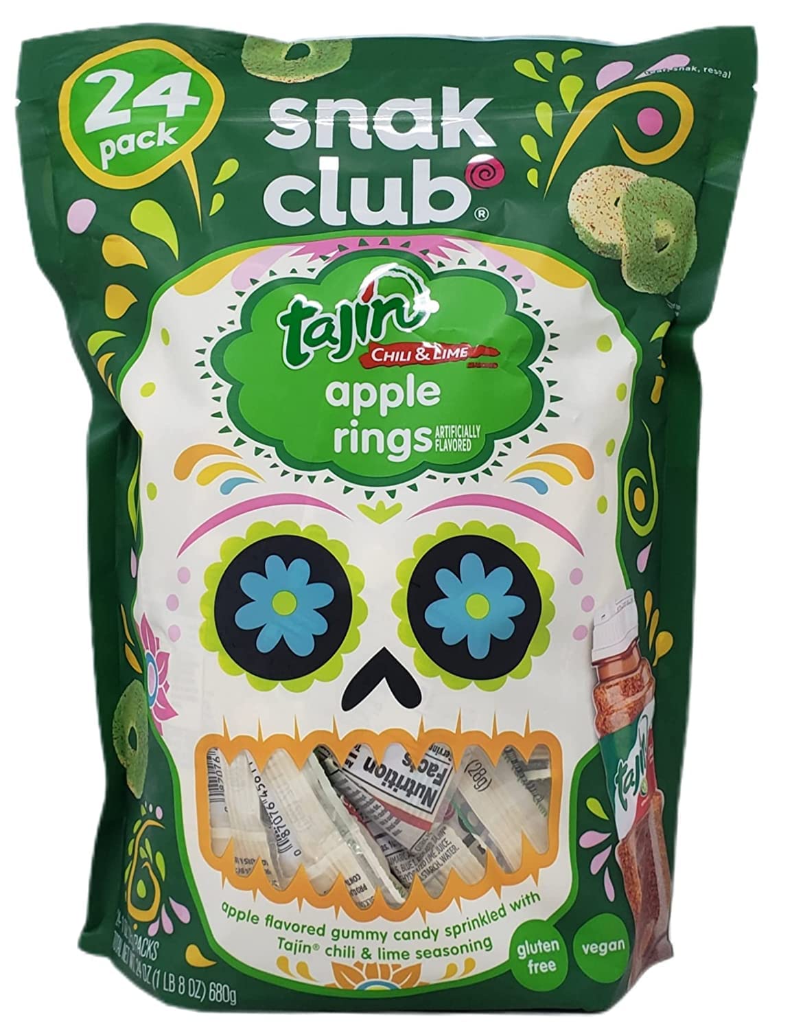Snak Club Tajin Apple Rings Chili & Lime Seasoned Gummy