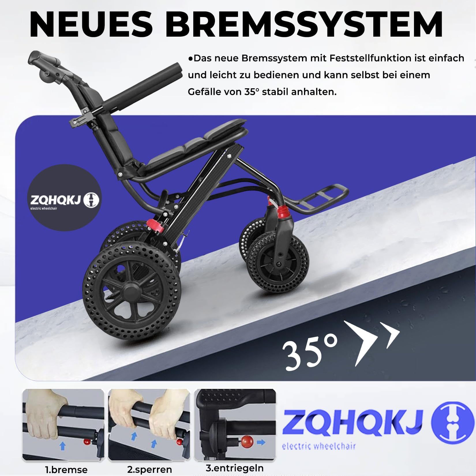 Silla de ruedas de transporte de silla de ruedas ligera plegable para personas mayores, marco de aluminio, carga de hasta 150 kg, con freno, silla de viaje ultra pesada para vivir y al aire