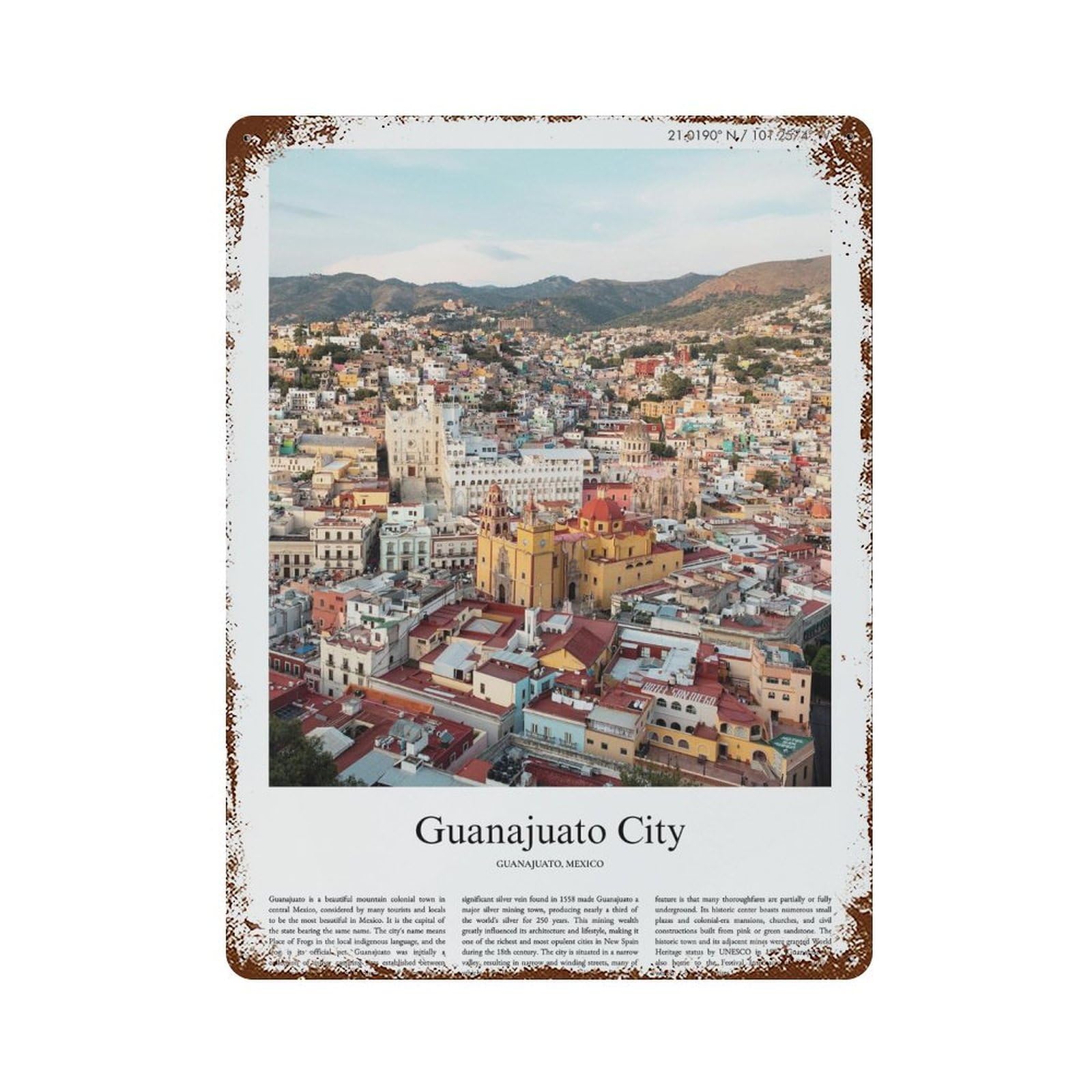 xiaoxiaoshen Guanajuato City Guanajuato, Mexico City Scenery Wall Decor Art Metal Tin Poster Modern Home Decor Art Home Bar Shop Decorations Vintage Sign 40x30cm
