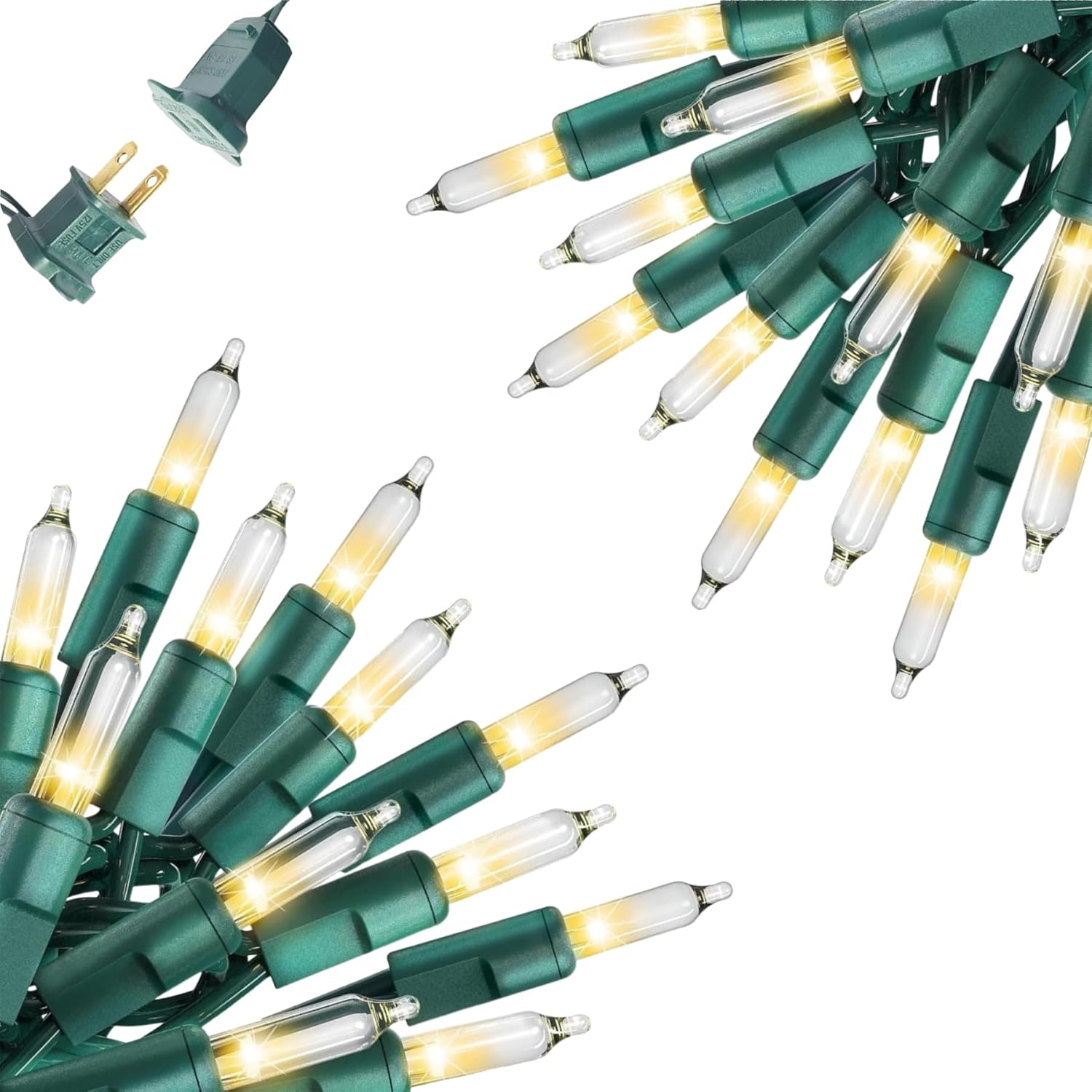 Christmas Lights Clear White 100 Count Incandescent String Light UL Certified Connectable 21feet Christmas Tree Lights for Indoor Outdoor Wedding Christmas Decorations Valentines Day Decor Green Wire