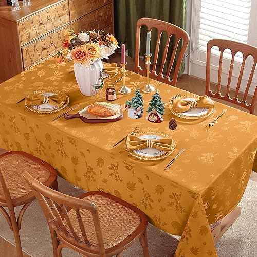 Miniatura 2 de Mantel de jacquard rectangular de Acción de Gracias de 52 x 70, mantel de otoño a prueba de derrames, sin arrugas, para vacaciones de cosecha de