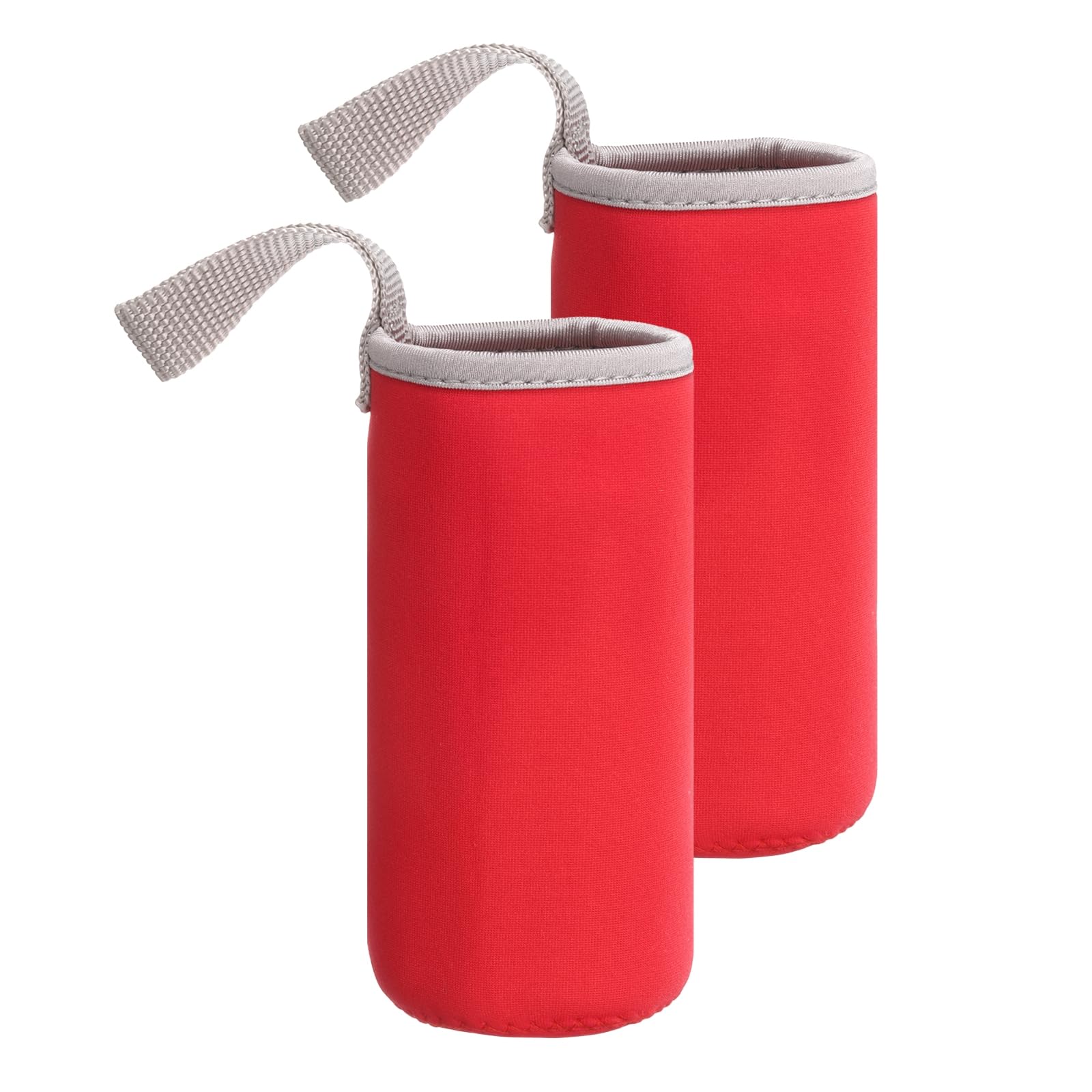 sourcing map 2pcs Neoprene Water Bottle Sleeve, 12 oz Insulated Water Glass Bottles Carrier Bag Collapsible Drink Bottle Sleeve Cover Holder with Handle, Red