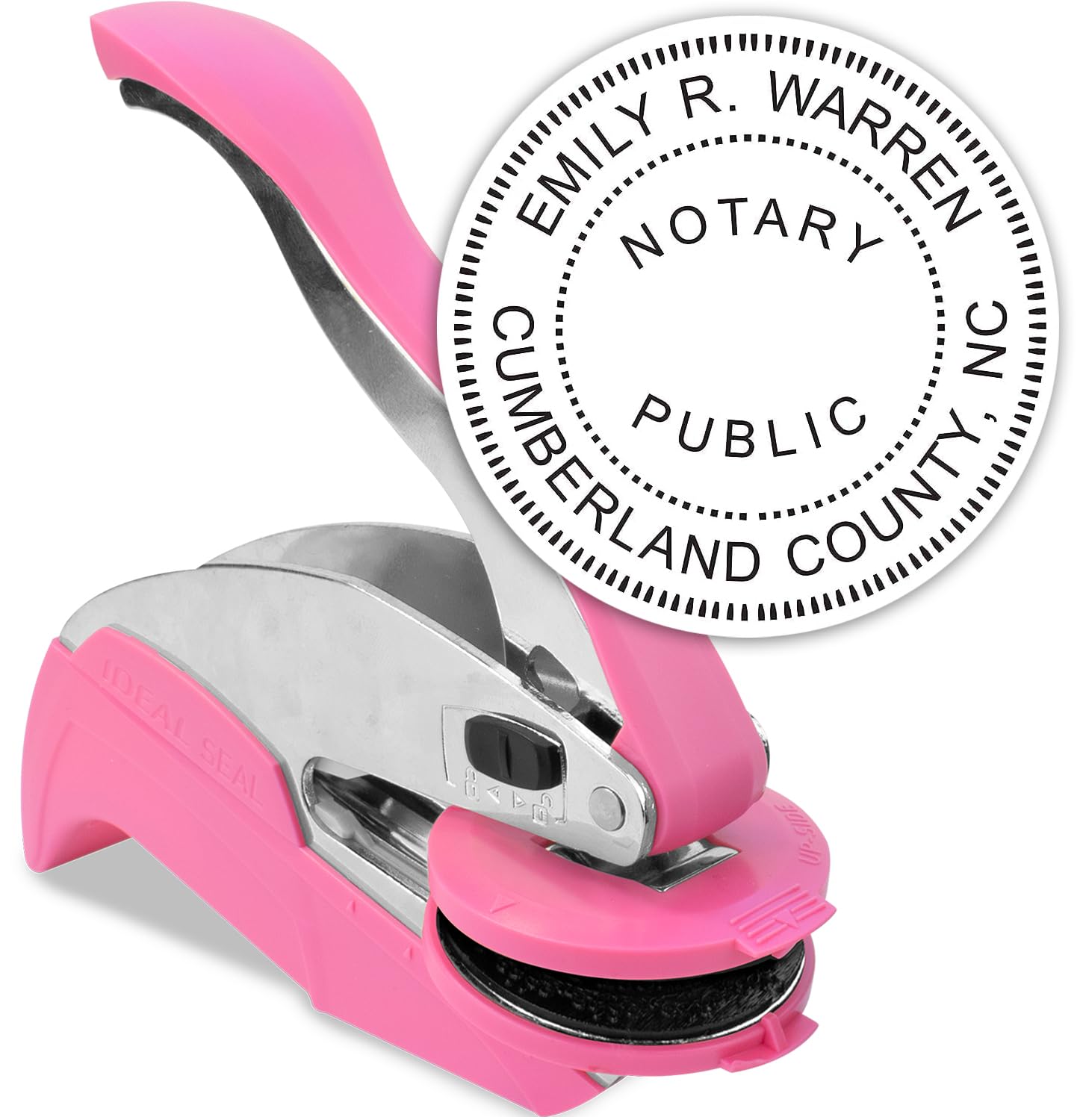 MaxMark Notary Seal Round Pink Embosser for North Carolina State - Includes Gold Burst Seal Labels (50 Count)
