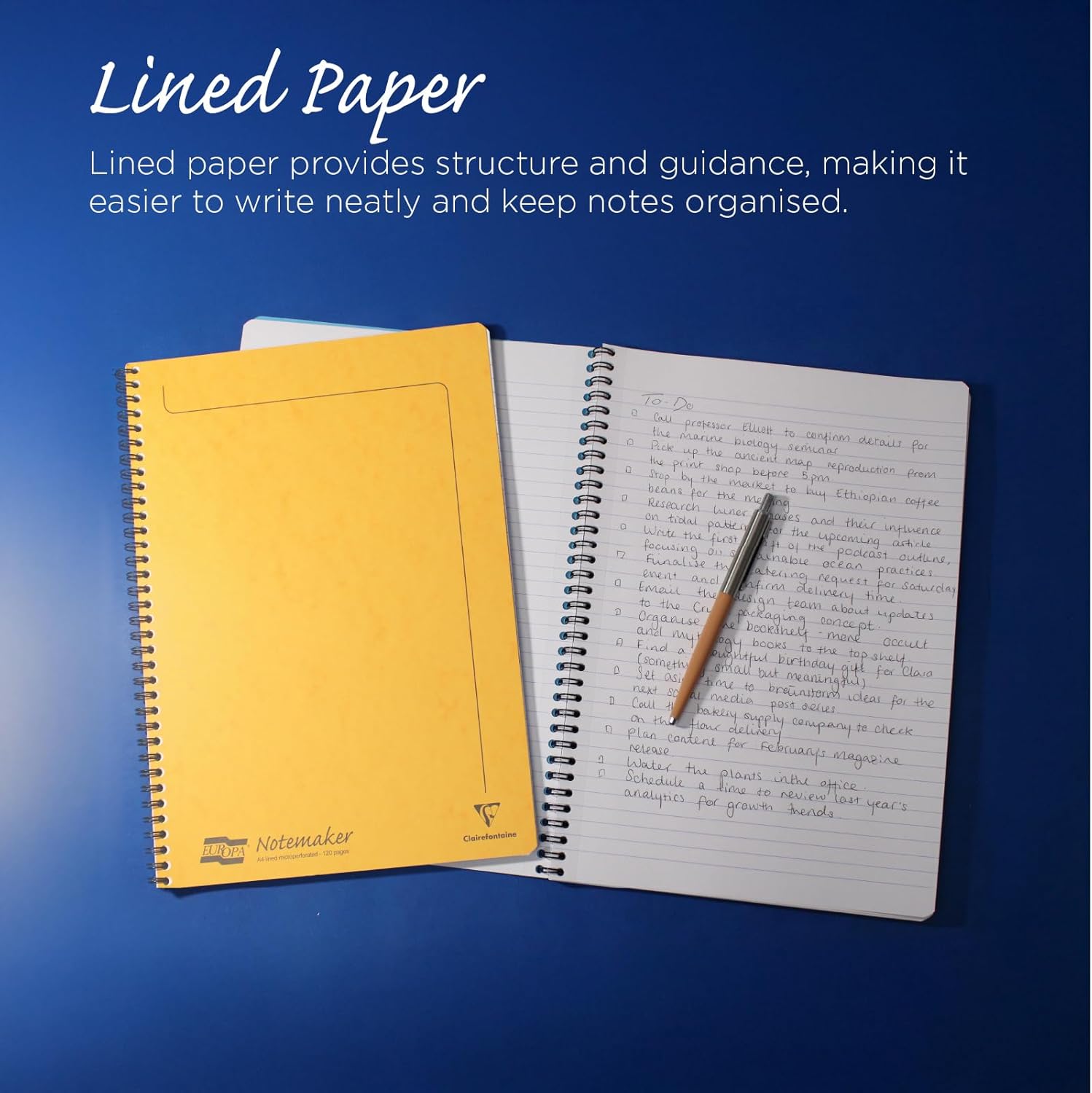 Clairefontaine 3094Z Notemakers Europa Spiral Notebook Lemon Yellow - A4 21x29,7 cm - 120 Lined Detachable Pages - 90 g White Paper - Glossy Card Cover