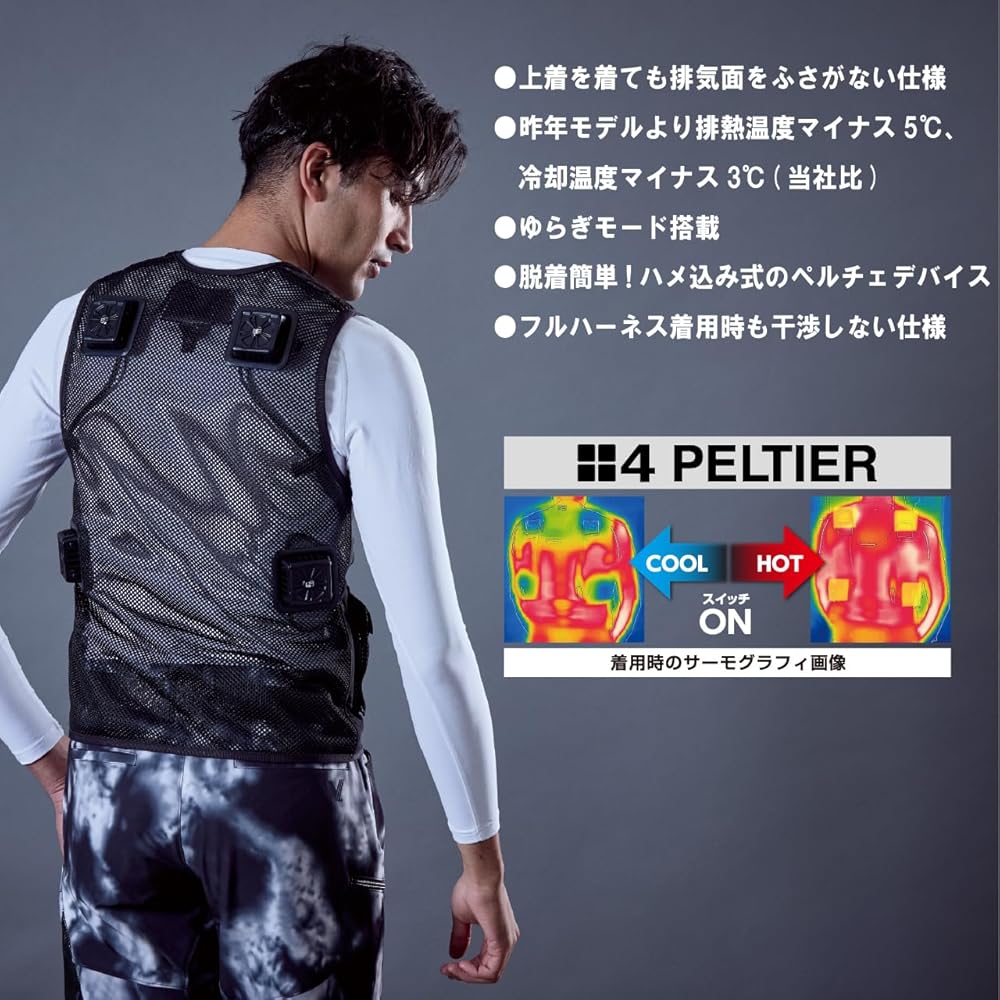 ペルチェベストセット PV555 3Lサイズ　快適ウェア 村上被服 PV555（ペルチェ式ベストセット）｜空調服EFウェア専門