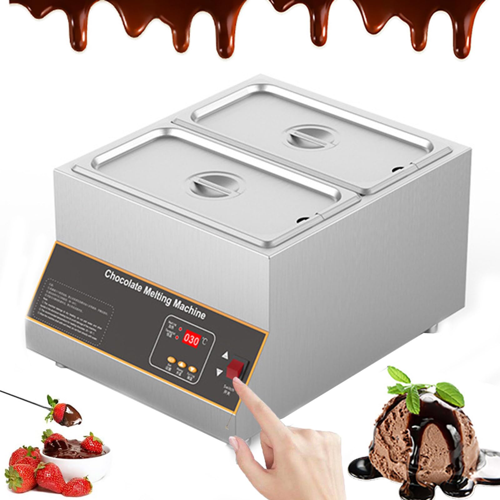 YNIYUJKL Commercial Electric Chocolate Melting Machine With Digital Control For Professional Tempering,2tanks