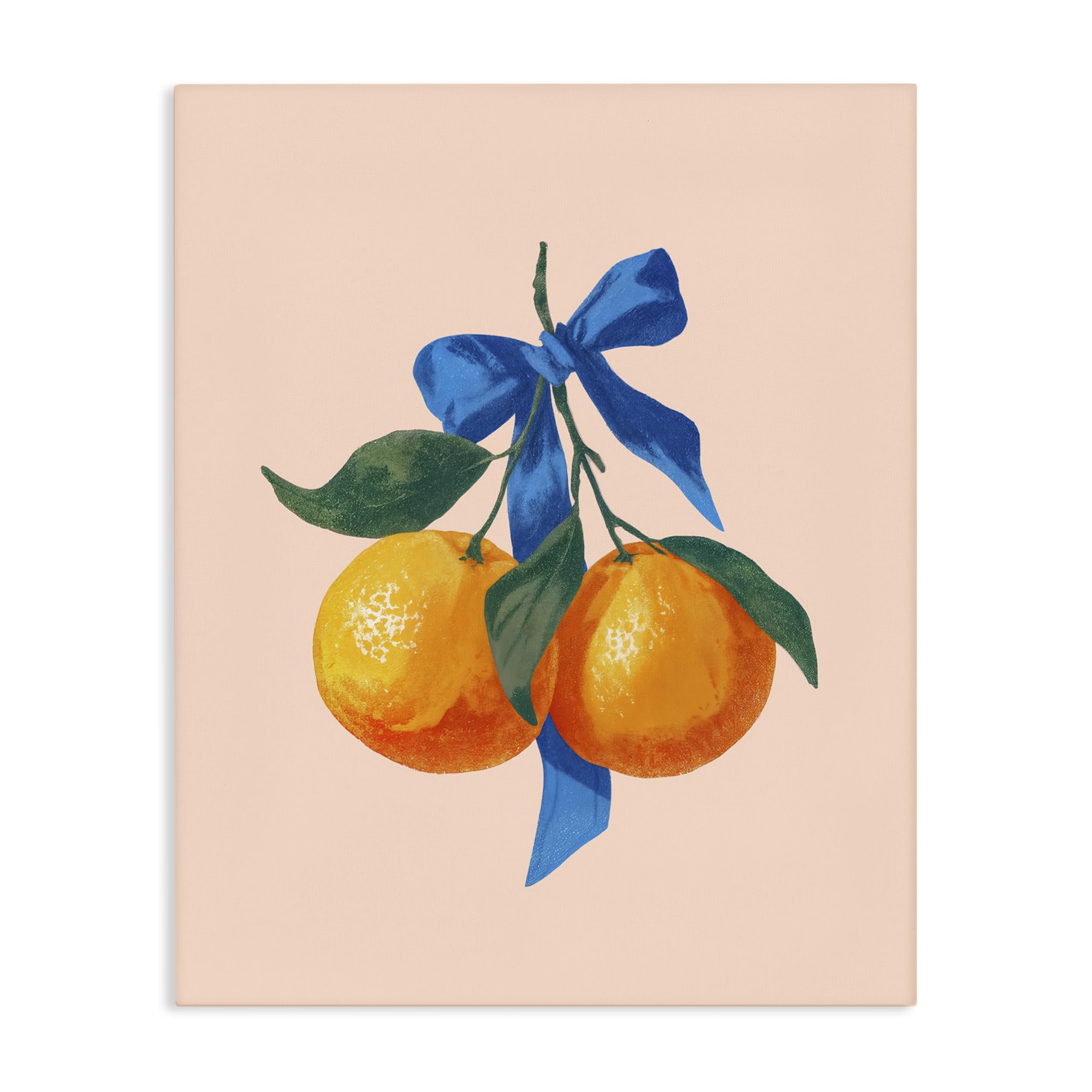 Stupell Industries 'Two Oranges with Blue Bow', Canvas Art, 24 x 30 Inches, Easy to Hang and Sturdy, Made in USA, by Imagine It Images