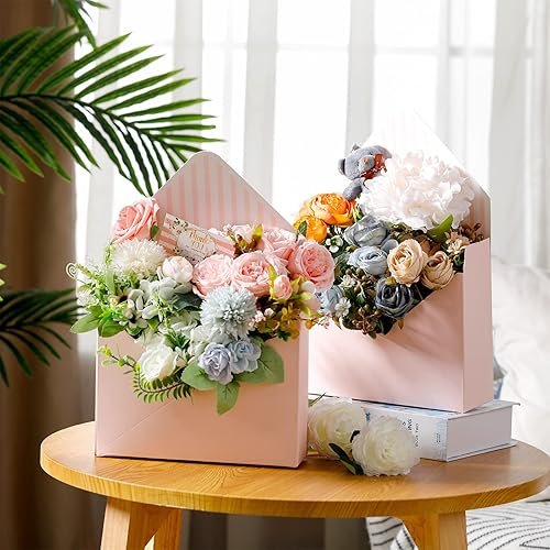 Miniatura 2 de Geyee 20 cajas sobre para ramo de floristería para el día de la madre, ramo de flores rosas, cajas de papel de regalo para arreglos, bodas, fiestas,