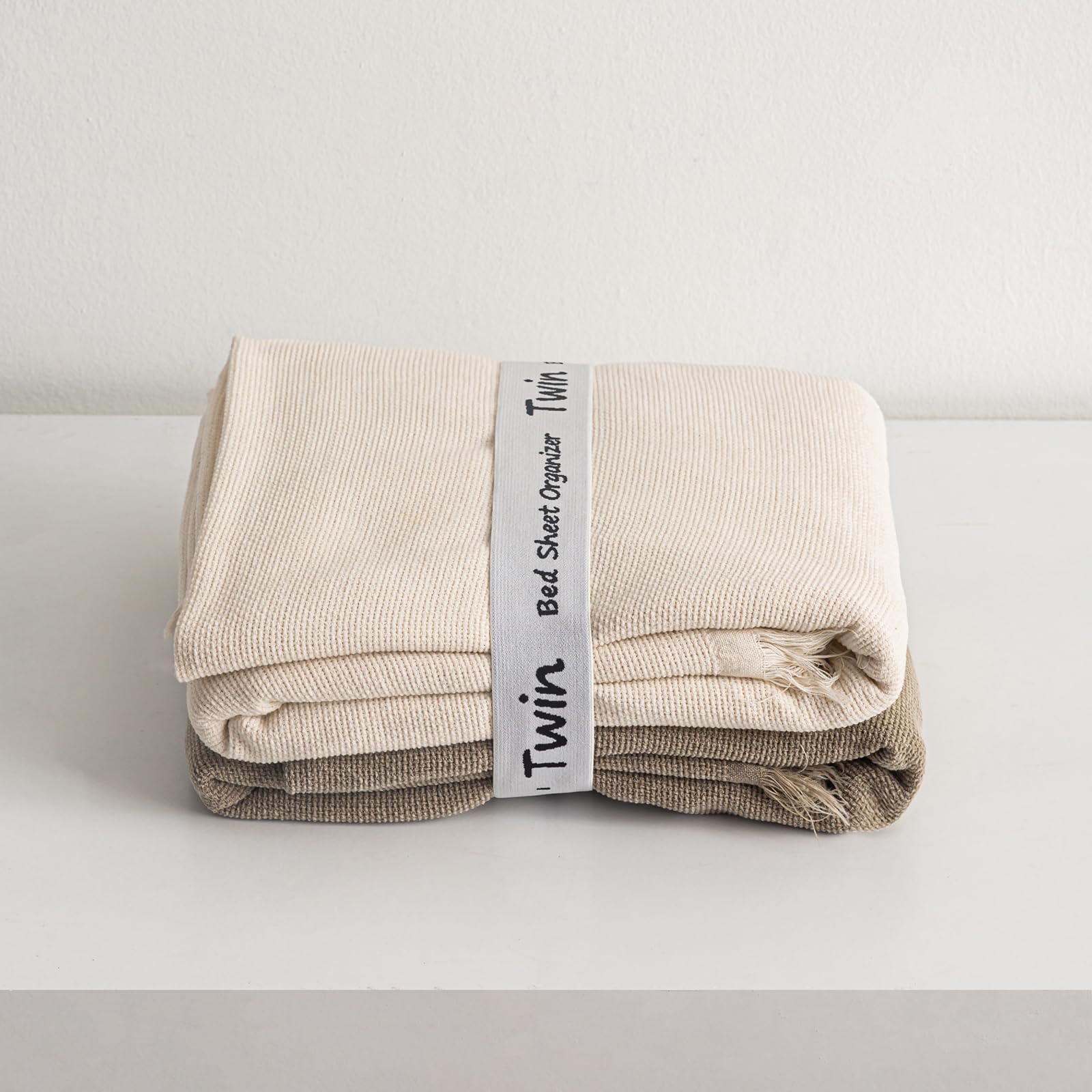 Photo 1 of *Bundle Items 5 Pack* GOHOME Bed Sheet Organizer Bands - Storage Label Bands Bed Sheet Holder Bands Elastic Bedding Accessories Sets Keepers Straps for Folded Bed Sheets Pillow Cases Duvets, (Twin 4PCs Pack)