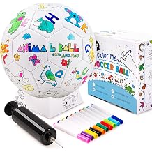 ZOOJOY Color Your Own Soccer Ball, Animals Art Craft Kit, Girls Boys Gifts