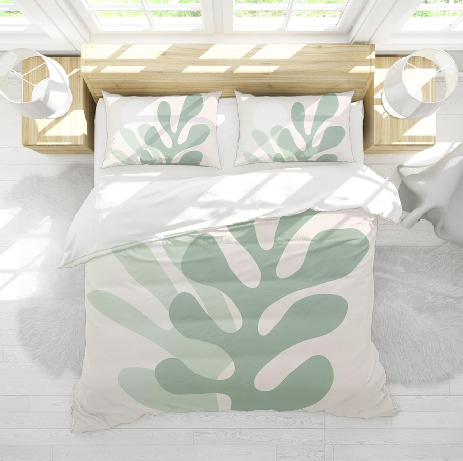 Housse de couette ultra douce et respirante motif Matisse végétal 260x220