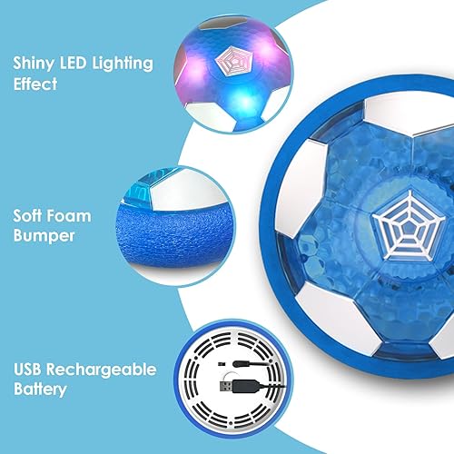 Miniatura 3 de BaLaM Hover - Pelota de fútbol para niños de 3 a 8 años, regalos de cumpleaños de Navidad para niños de 3, 4, 5, 6, 7, 8, con 2 objetivos y redes,