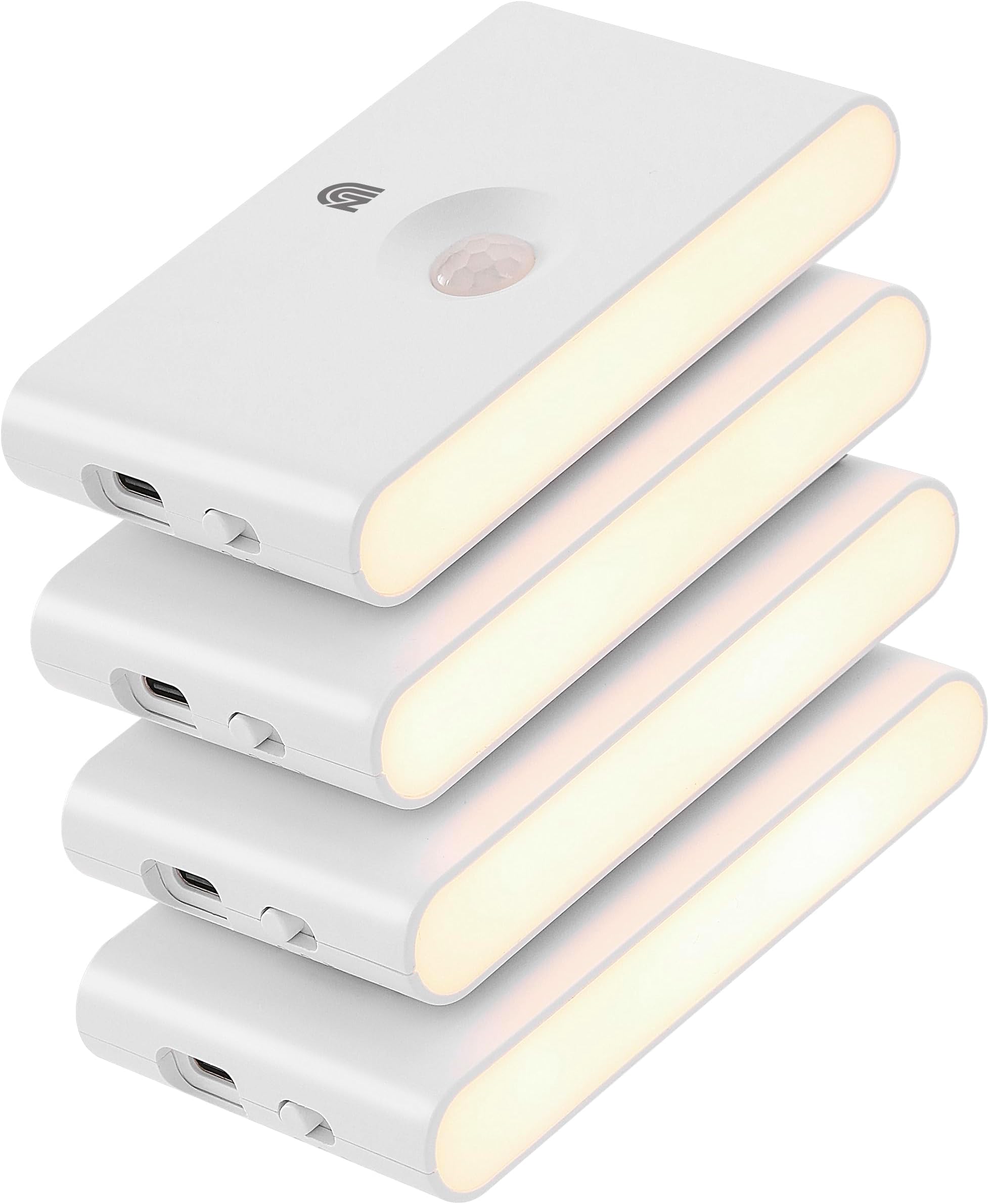 4 Pack Motion Sensor Night Light with Dusk to Dawn Sensor, Rechargeable Motion Sensor Light Indoor, Battery Operated Night Light for Hallway, Stairway, Bathroom, Bedroom, Kitchen