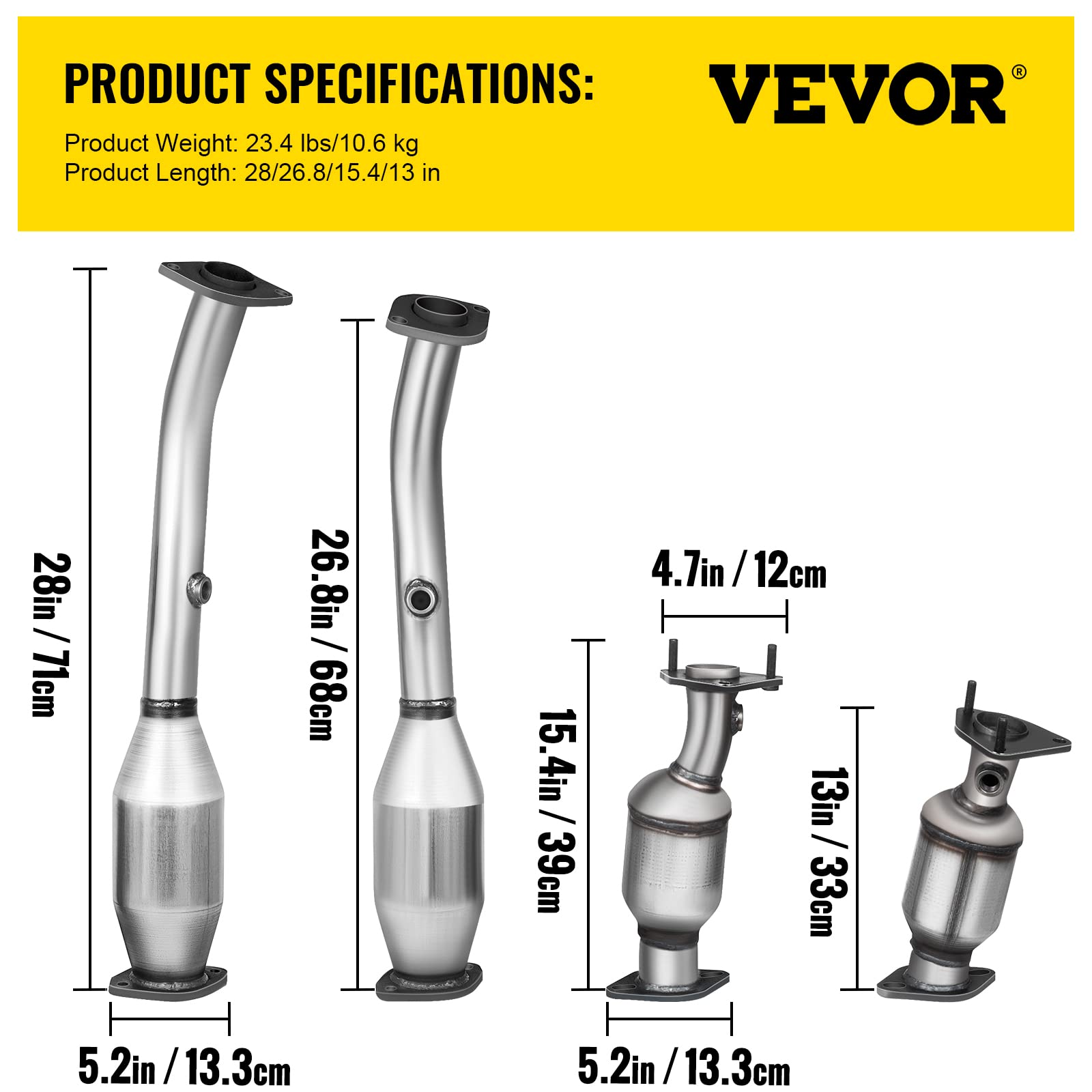 VEVOR Collettore di scarico Bulloni collettore di scarico Combinazione guarnizioni Convertitore catalitico ad alto flusso di qualità OEM da 4,0 litri conforme EPA