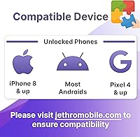Vista 7 de Jethro Mobile Plan prepago – 30 días de conversación y texto ilimitados + 3 GB de datos de alta velocidad Funciona con iPhone, Android y teléfonos