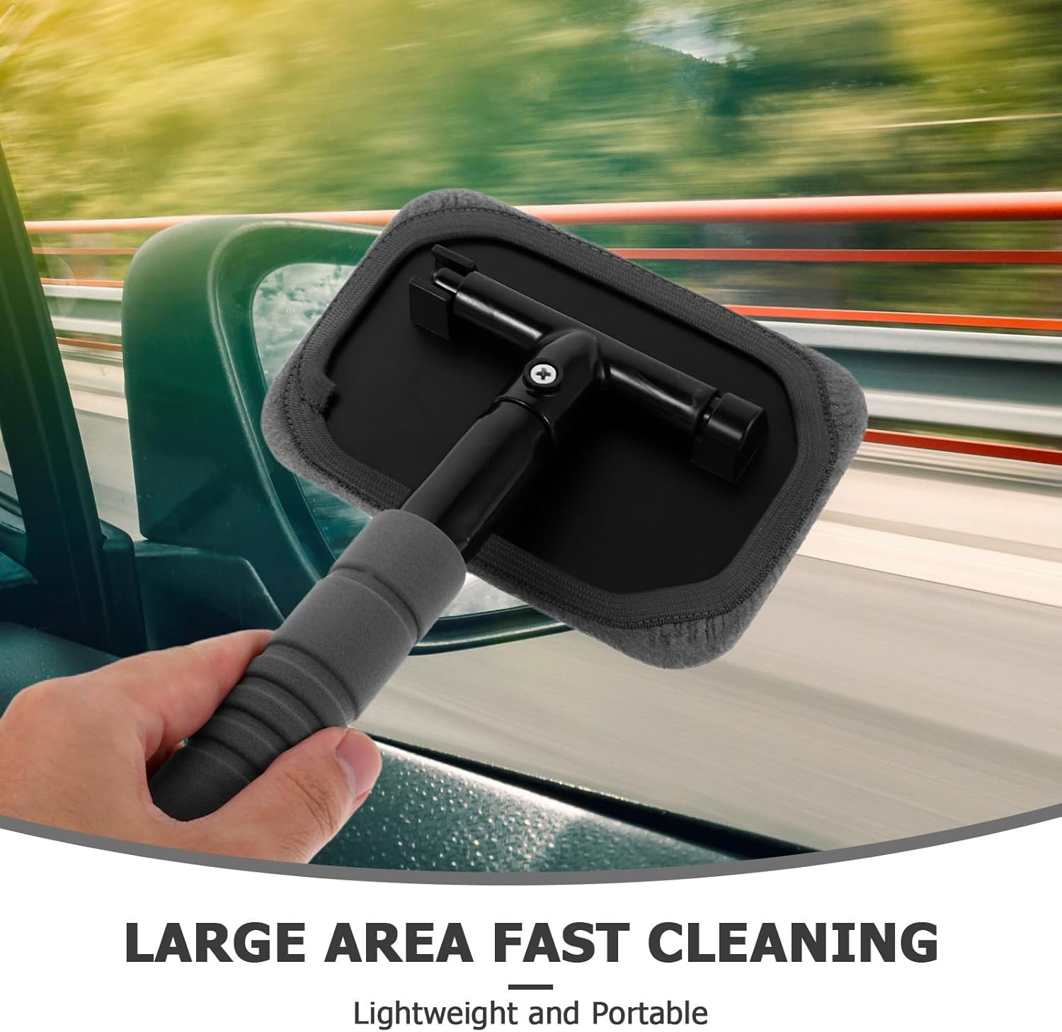 Kichvoe Car Windshield Cleaning Kit with Extendable Handle Window Glass Cleaning Tool with Reusable Pad for Auto Interior Exterior Glass Wiper Cleaner