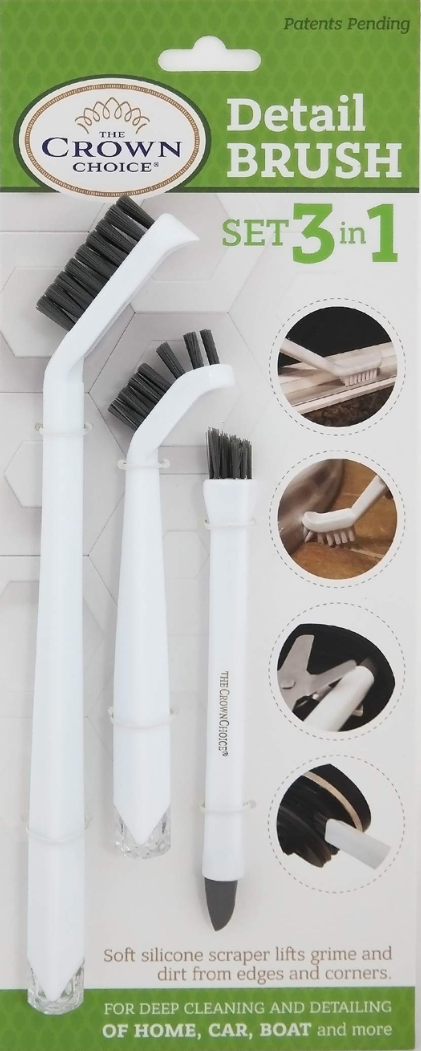 The Crown ChoiceGrout Cleaning Brushes Set (3 Pack) – Deep Cleaner Small Multi-Purpose Scrub Brush Set with Stiff Nylon Bristles to Clean Corners, Spaces, Tile, Shower, Window, Door Track, Floors