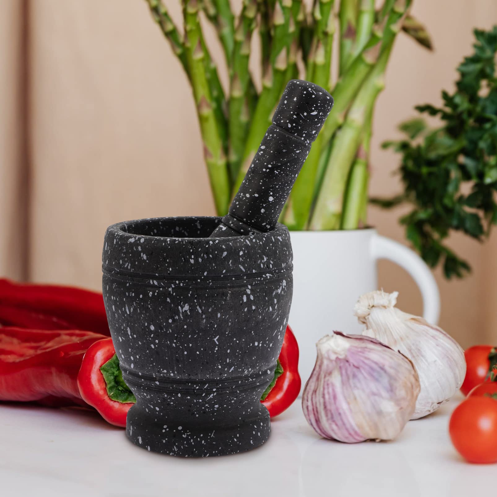 Zerodeko Practical Marble Pounding Tool Garlic Shredder Stone and Pestle for Cooking - Image 4