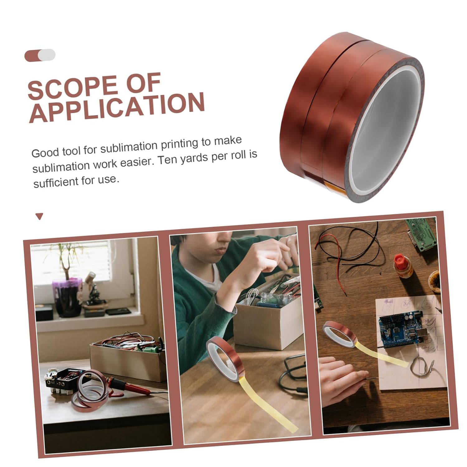 3 Rolls Heat Resistant Insulation Tape High Temperature Adhesive Tape for Electronics Soldering Sublimation Heat Transfer with Strong Adhesive No Residue