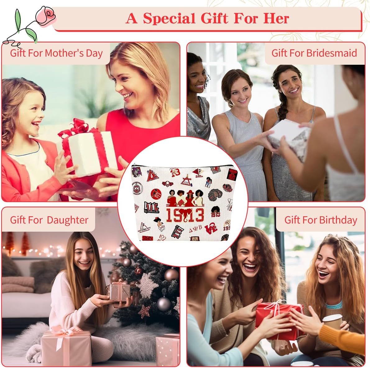 Sorority Gifts for Women DST Make Up Bag 1913 Sigma Theta Paraphernal Gifts for Girls Delta Cosmetic Bag Gift, Style 2 - Image 6