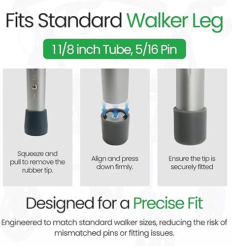 Miniatura 4 de Healthline Trading - Kit de repuesto de ruedas de 5 pulgadas, kit de ruedas de repuesto universal para caminantes con par de deslizadores de esquí