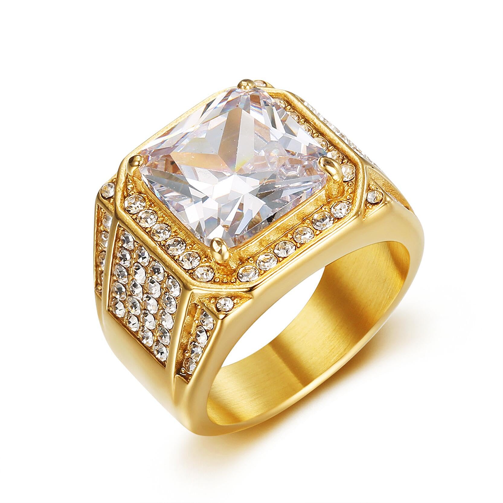 14k Large Mens Diamond Rings Big Diamond Ring For Men 14k Yellow