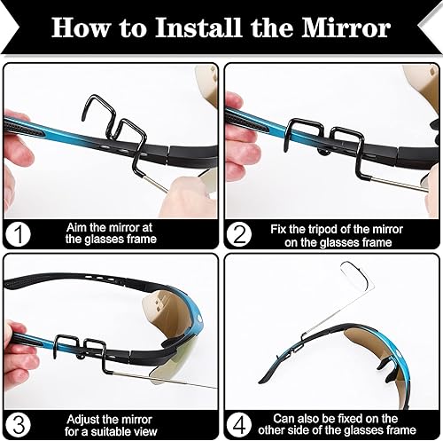 Miniatura 3 de Accmor Espejo para gafas de bicicleta, ajustable en 360 grados, espejo de visión trasera de bicicleta, accesorios de equitación, 1 paquete