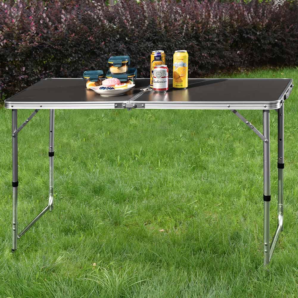 Tavolo da Campeggio in Alluminio Pieghevole 60x120x70cm Grigio