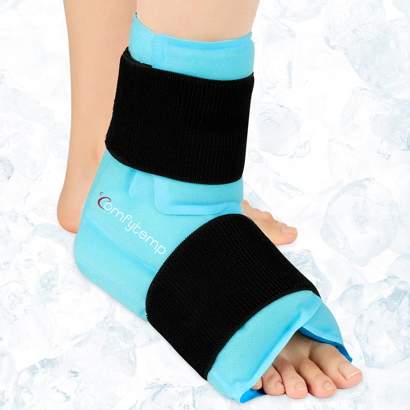 Comfytemp Extra-Größe XL Kühlmanschette Fuß, Kühlbandage Knöchel Fußgelenk für Wasserloses Eisbad nach dem Sport. Wiederverwendbare Groß Kühlpads Gel für Plantarfasziitis（21x22cm,900g）