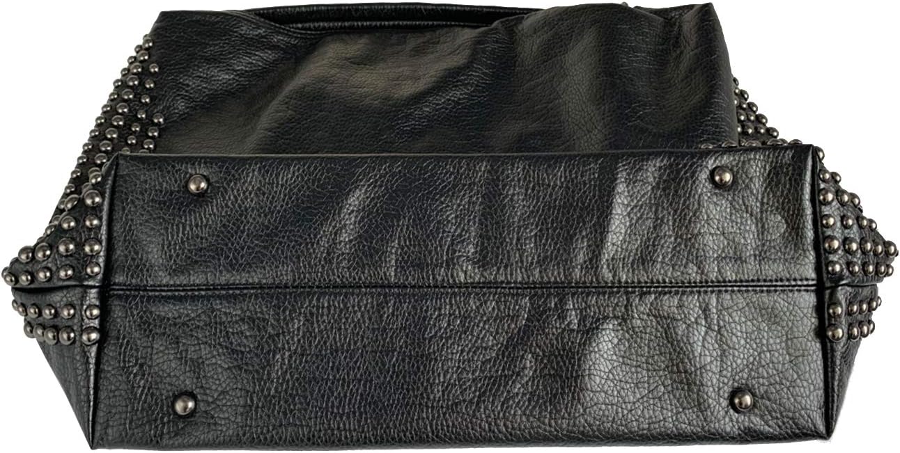 Women Skull Chain Handbag Large Capacity Gothic Shoulder Bag Studded Doctor Rivet Tote Satchel - Image 5