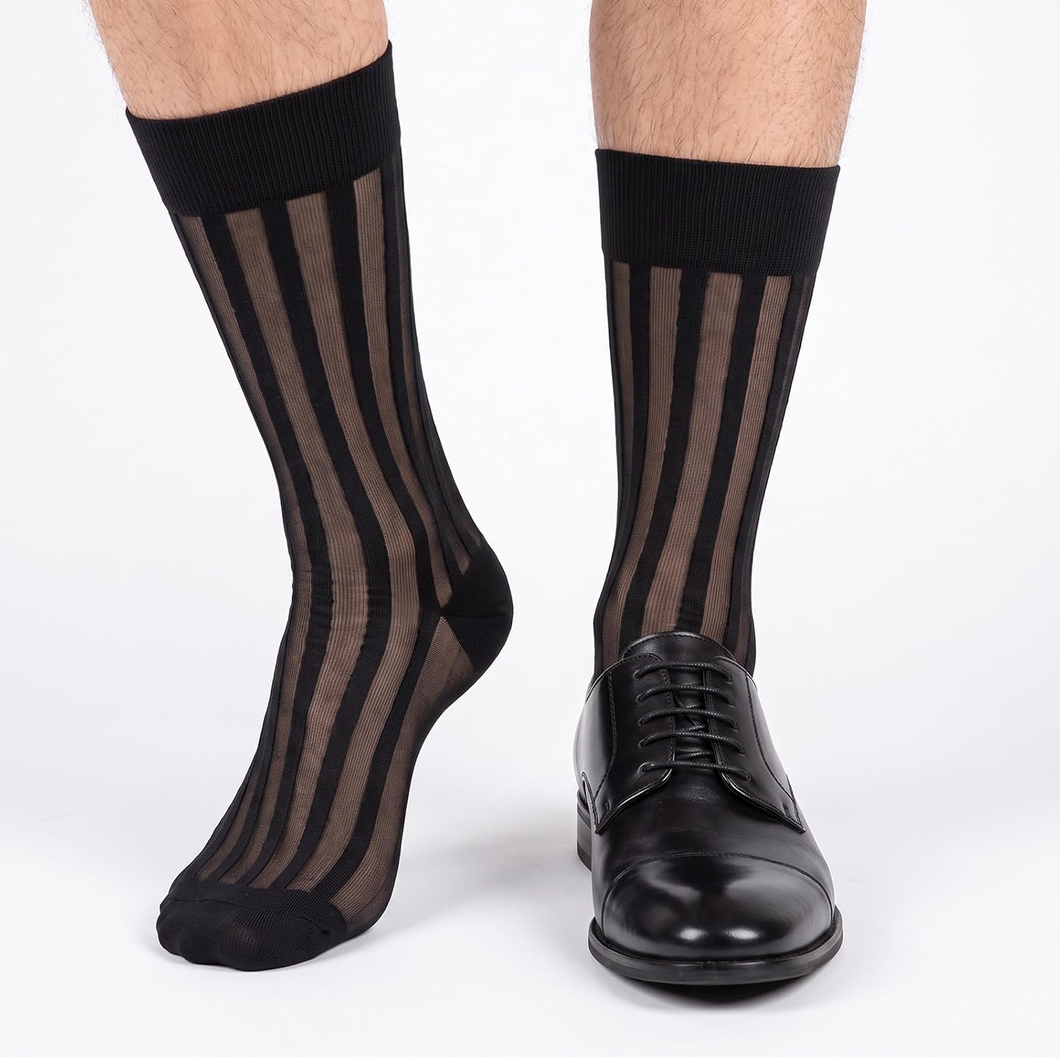 Silk Sheer Sock Nylon Socks for Men Black Thin Dress Socks