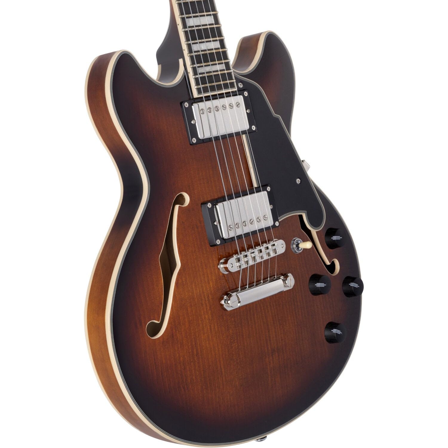 D'Angelico Premier Mini DC Brown Burst Stopbar Semi-Acoustic Guitar with Gig Bag